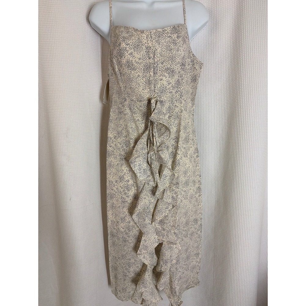 Endless Rose Polka Dot Ruffle Midi Dress Cream Black Spaghetti Strap NWT Size xs